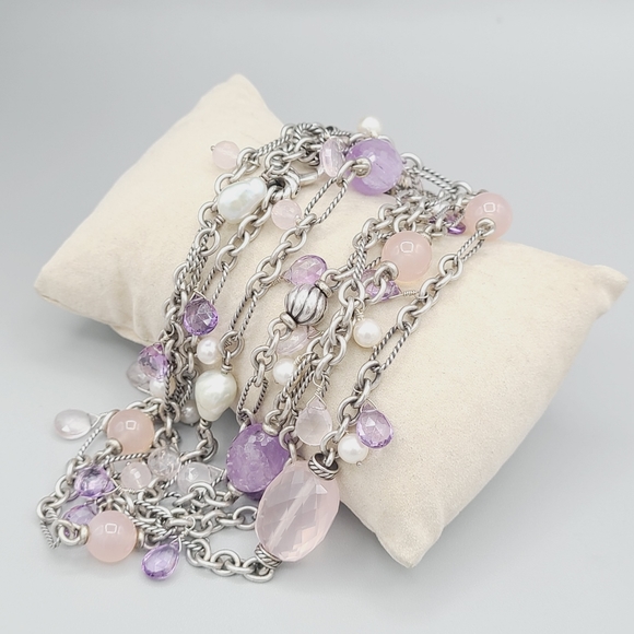 David Yurman Tweejoux Multi Gems Necklace With Lavender Amethyst And Rose Quartz - Picture 4 of 9